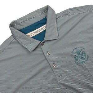 Porsche Club of America Polo Shirt Mens XL Teal Striped Pro Celebrity Vintage